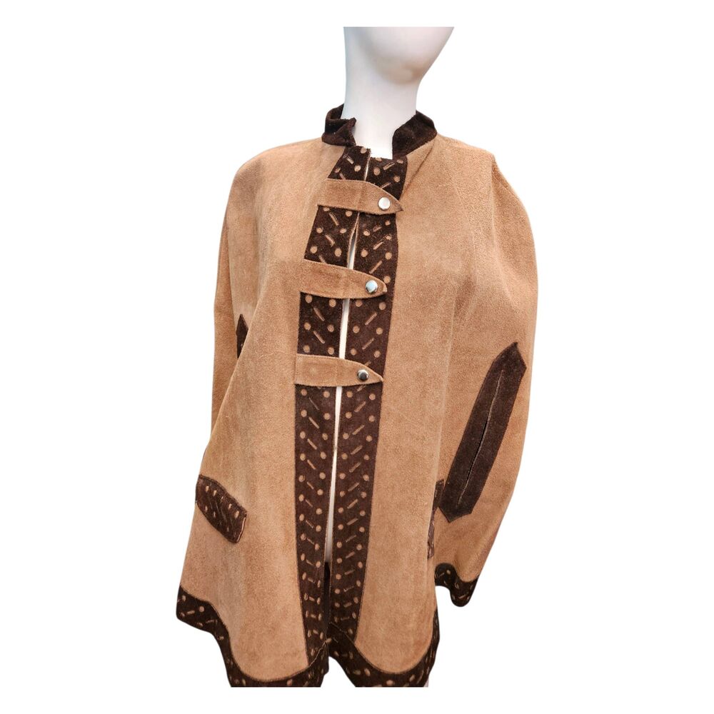 Stylish Suede Toggle Jacket - Brown/Cream